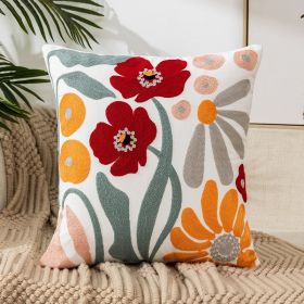 Pastoral Style Home Sofa Cushion Flower Embroidery Pillow Cover