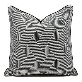 Black And White Striped Hotel Villa B & B Living Room Bedroom Pillow Cover