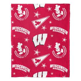 Wisconsin OFFICIAL NCAA & Disney's Mickey Mouse Character Hugger Pillow & Silk Touch Throw Set