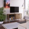 Manhattan Comfort Amber 53.7" TV Stand with Faux Leather Handles in Nature