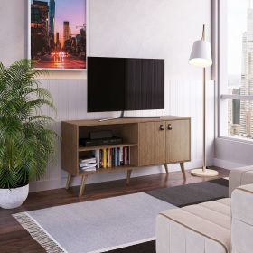 Manhattan Comfort Amber 53.7" TV Stand with Faux Leather Handles in Nature