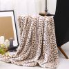 Printed Faux Rabbit Fur Throw, Lightweight Plush Cozy Soft Blanket, 60" x 70", Sand Leopard (2 Pack Set of 2)