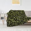 Printed Faux Rabbit Fur Throw, Lightweight Plush Cozy Soft Blanket, 60"x70" Black Leopard