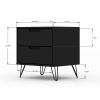 Manhattan Comfort Rockefeller 2.0 Mid-Century Modern 2-Drawer Nightstand in Black