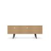 Manhattan Comfort Liberty 70.86" Mid-Century Modern TV Stand with 4 Shelving Spaces and 1 Drawer in White and Aqua Blue with Solid Wood Legs