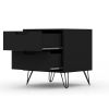 Manhattan Comfort Rockefeller 2.0 Mid-Century Modern 2-Drawer Nightstand in Black