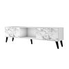Manhattan Comfort Doyers 70.87 Mid-Century Modern TV Stand in White and Marble Stamp