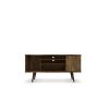 Manhattan Comfort Liberty 53.14" Mid-Century Modern TV Stand with 5 Shelves and 1 Door in Rustic Brown with Solid Wood Legs