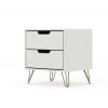 Manhattan Comfort Rockefeller 2.0 Mid-Century Modern 2-Drawer Nightstand in Off White