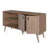 Manhattan Comfort Amber 53.7" TV Stand with Faux Leather Handles in Nature