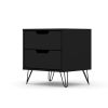 Manhattan Comfort Rockefeller 2.0 Mid-Century Modern 2-Drawer Nightstand in Black