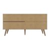 Manhattan Comfort Amber 53.7" TV Stand with Faux Leather Handles in Nature