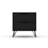 Manhattan Comfort Rockefeller 2.0 Mid-Century Modern 2-Drawer Nightstand in Black