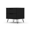 Manhattan Comfort Rockefeller 2.0 Mid-Century Modern 2-Drawer Nightstand in Black
