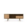 Manhattan Comfort Liberty 70.86" Mid-Century Modern TV Stand with 4 Shelving Spaces and 1 Drawer in Rustic Brown and 3D Brown Prints