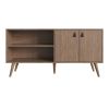 Manhattan Comfort Amber 53.7" TV Stand with Faux Leather Handles in Nature