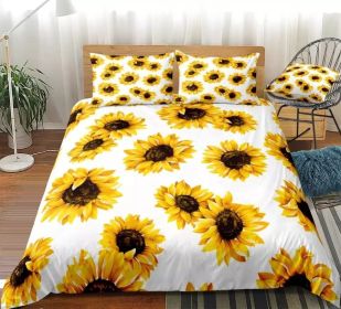 Three-piece Sunflower Quilt Cover Home Textile Bedding (Option: Sunflower 2-200x230cm)