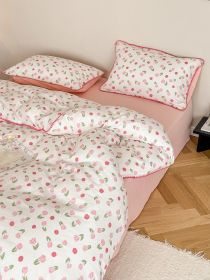 Super Soft Sleep Naked Class A Cotton Double-layer Yarn Four-piece Set (Option: Xiangyu Pink-180CM Flat Sheet 4pcs Set)