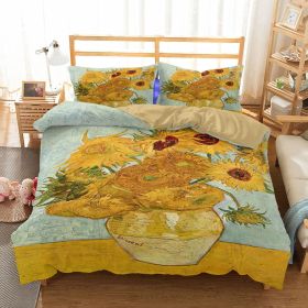 Three-piece Sunflower Quilt Cover Home Textile Bedding (Option: Van Gogh Sunflower-200x230cm)