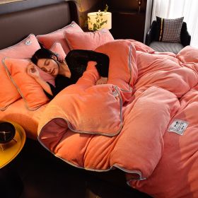 Pure Color Thickened Warm Milk Fiber Four-piece Set (Option: Jade Pink-2m Four Piece Set)