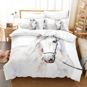 Animal Horse Pattern 3-piece Quilt Cover Set Coral Fleece Home Textile (Option: RH 00002-168 228cm Two Pieces)