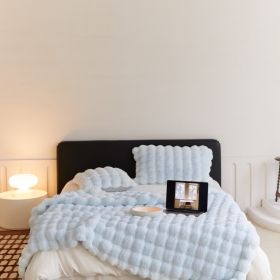 Polyester Carpet Rabbit Bubble Velvet Thickened Nap Blanket Quilt (Option: Sky Blue-200 × 230cm)